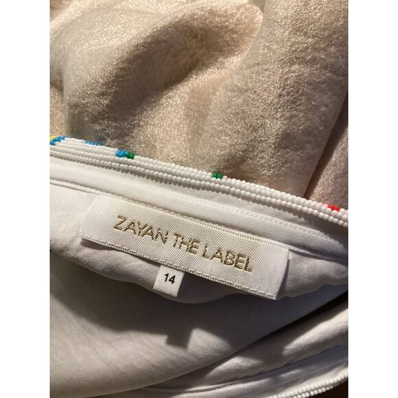 ZAYAN THE LABEL Gold One Shoulder Kaftan Beaded Size 14 Designer Wedding Boho - Picture 8 of 10